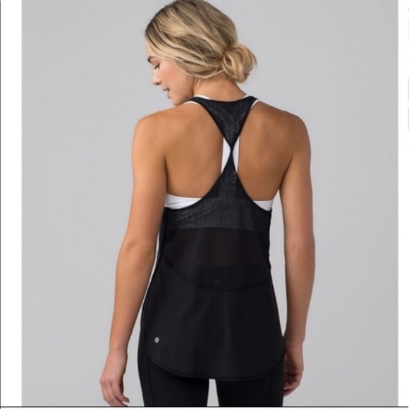 lululemon athletica Tops - Lululemon Twist & Train Black Sheer Racerback Tank
